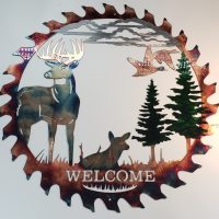 Alert at Dawn Welcome Sawblade Cut Out Metal Wall Art