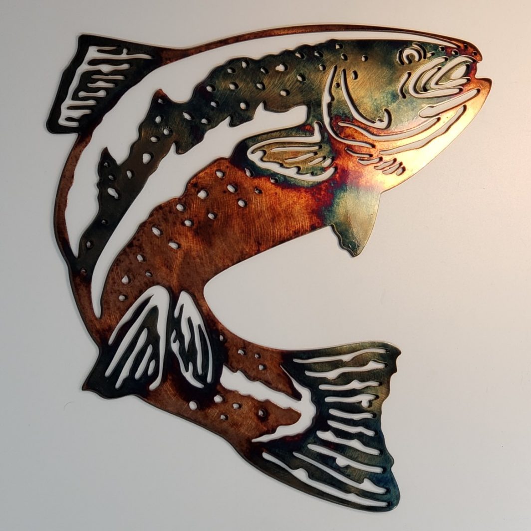 01 jumping trout Metal Wall Art Metal Dècor Studios