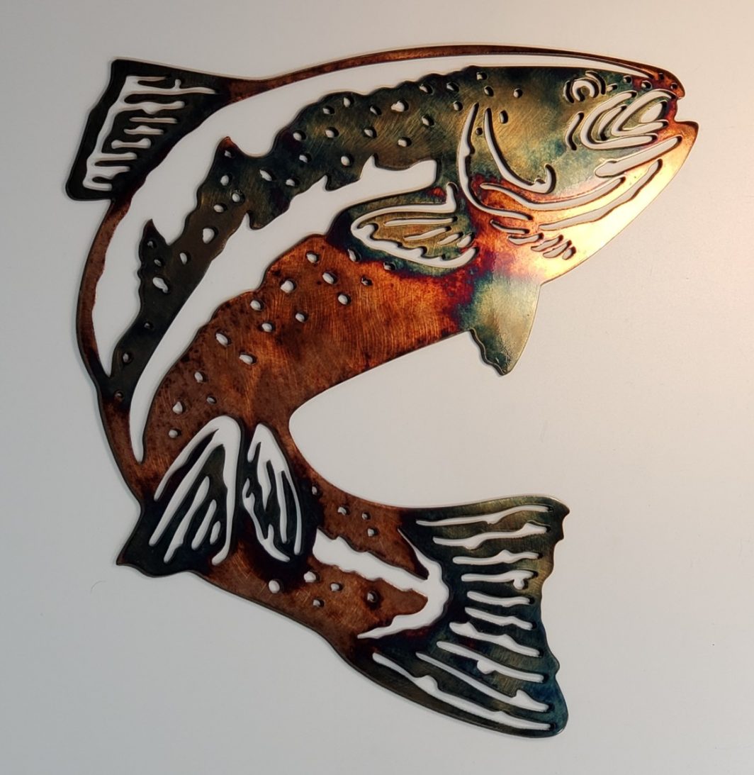 01 jumping trout Metal Wall Art Metal Dècor Studios