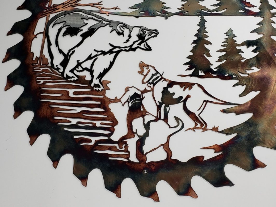 02 Bears Last Stand Sawblade Cutout Metal Wall Art Metal Dècor Studios