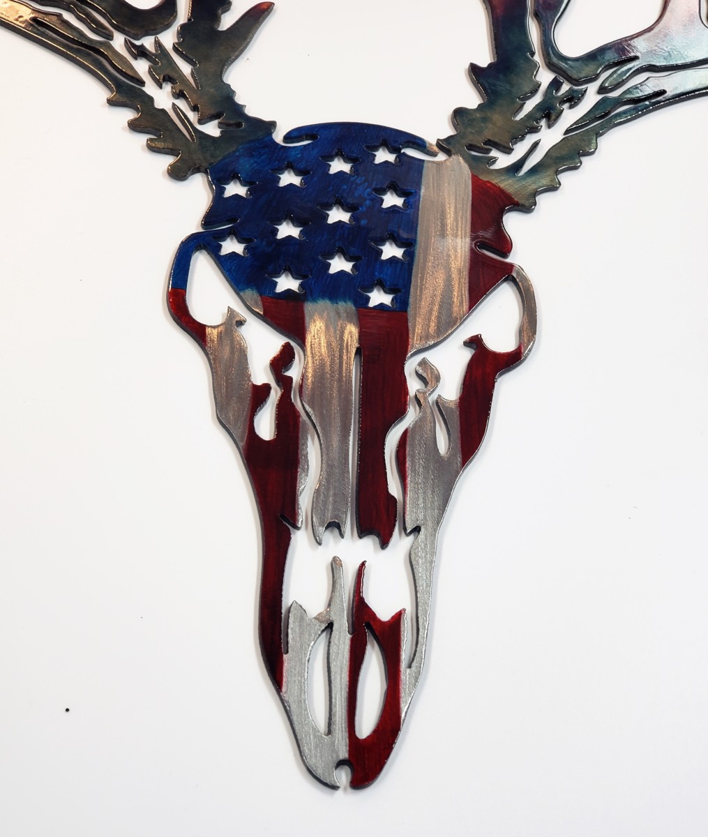 02 Drop Tine American Flag European mount Metal Wall Art Metal Dècor Studios