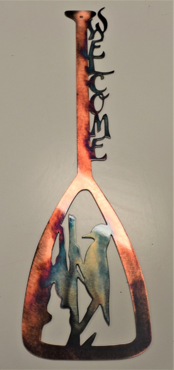 02 canoe paddle woodpecker Metal Wall Art Metal Dècor Studios