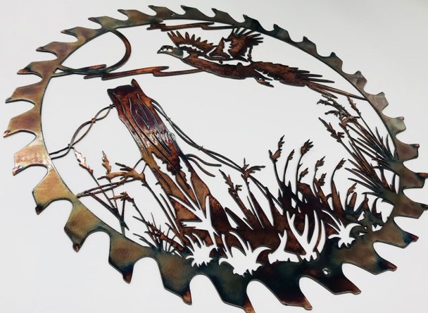 02 flushed pheasant sawblade cut out Metal Wall Art Metal Dècor Studios