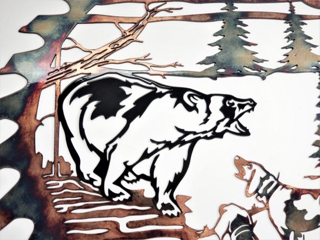 03 Bears Last Stand Sawblade Cutout Metal Wall Art Metal Dècor Studios