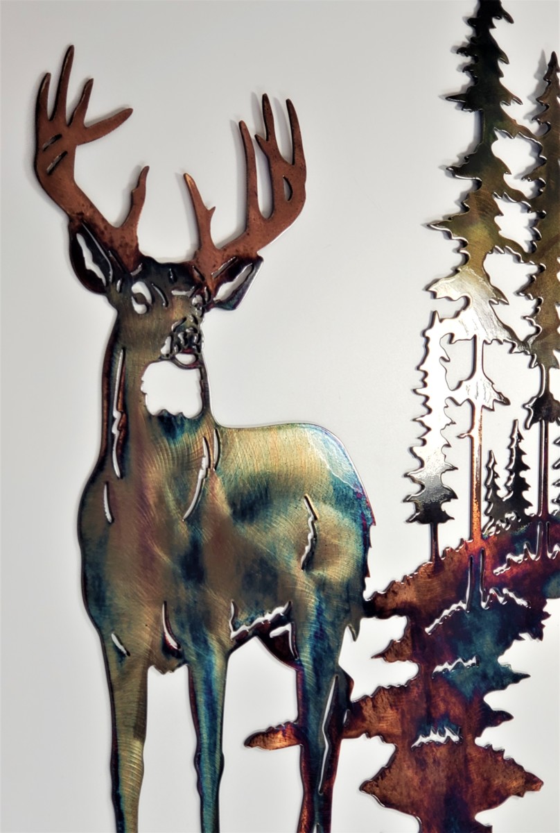 03 Pine Boss Whitetail Deer Metal Wall Art Metal Dècor Studios