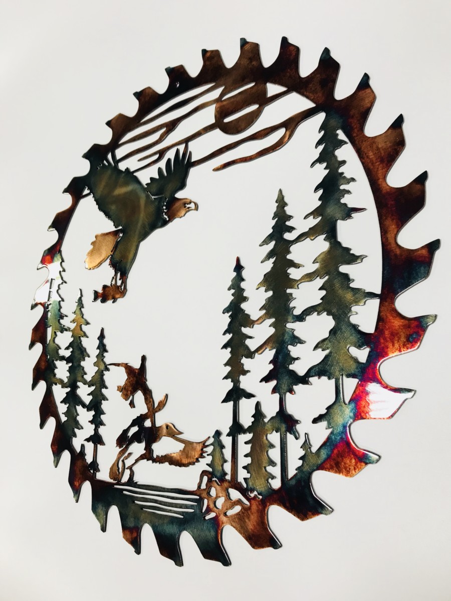03 fishing eagle sawblade cut out Metal Wall Art Metal Dècor Studios