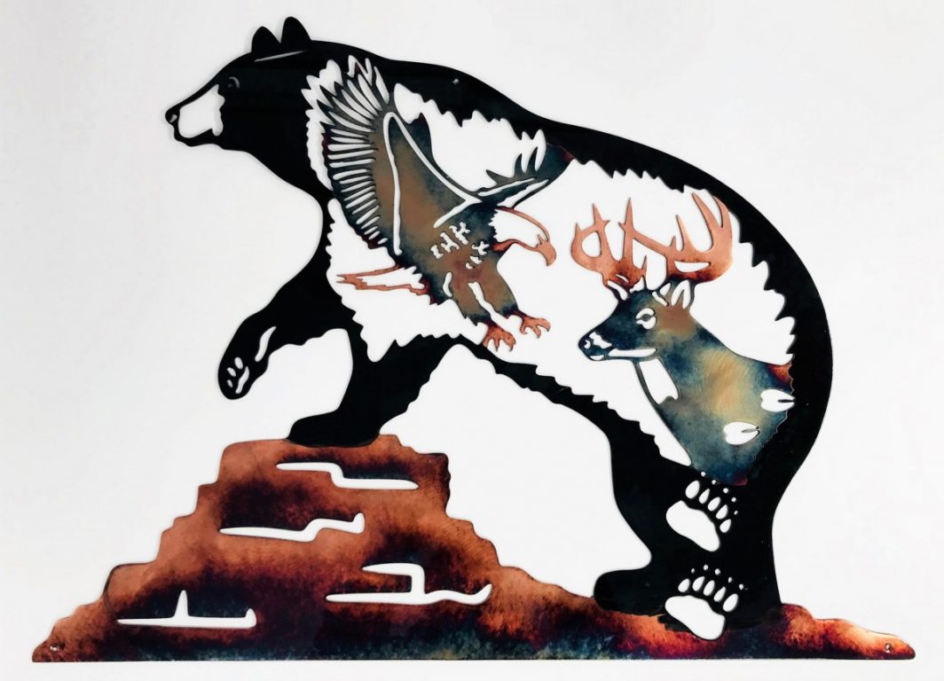 04 Bear Paw Rock SceneNorthwoods Wildlife Metal Wall Art Metal Dècor Studios 1
