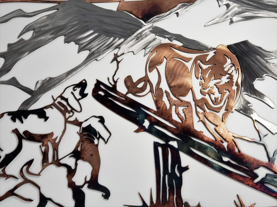 04 Mountain Lion Hunting Dog Wildlife Wall Art Metal Dècor Studios 1 300x259