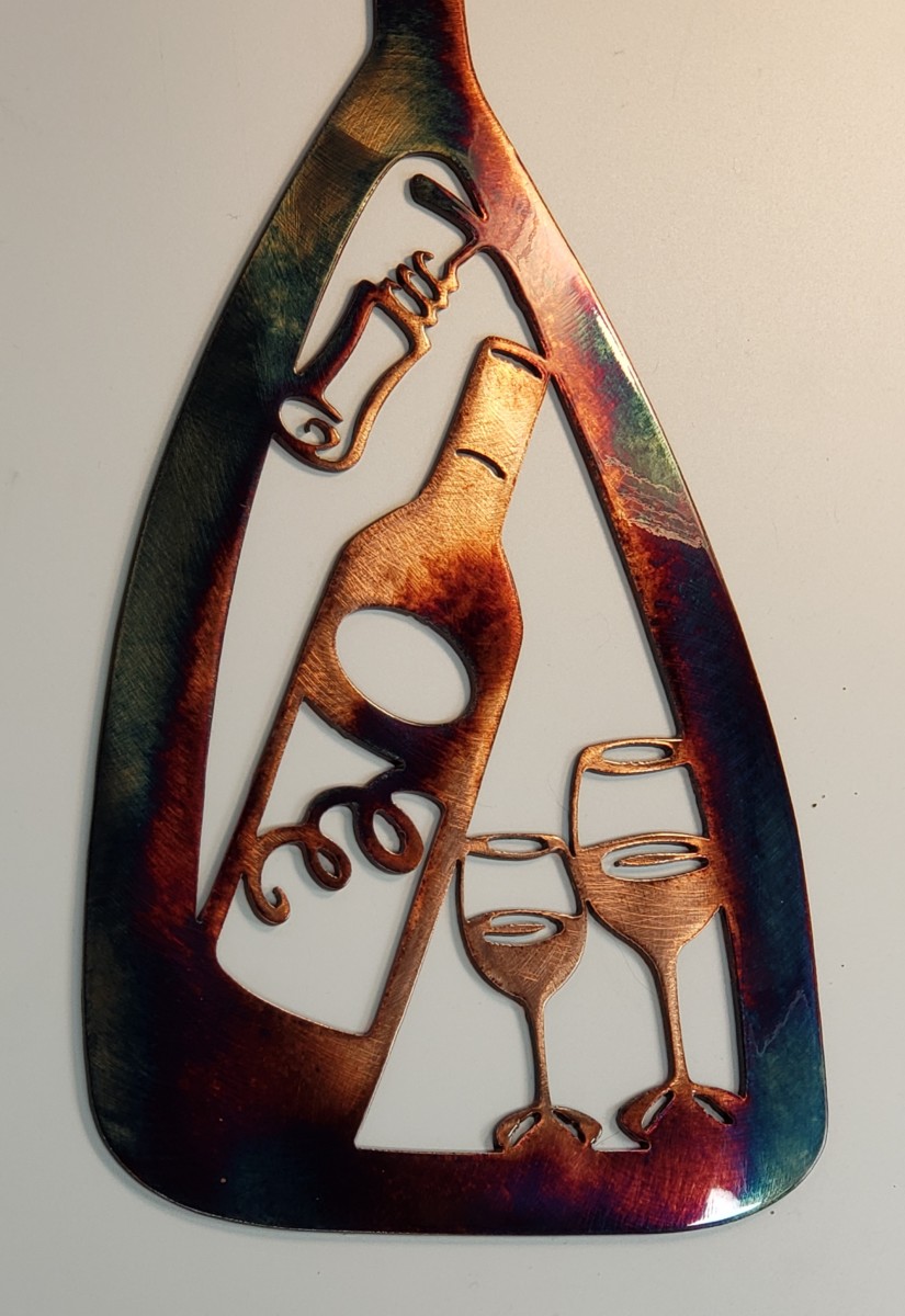 04 canoe paddle wine set Metal Wall Art Metal Dècor Studios