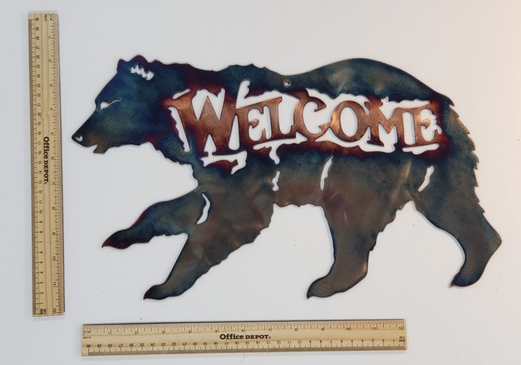 04 running bear welcome Metal Wall Art Metal Dècor Studios