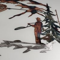 Hunting & Trout Fishing Scene Metal Wall Art