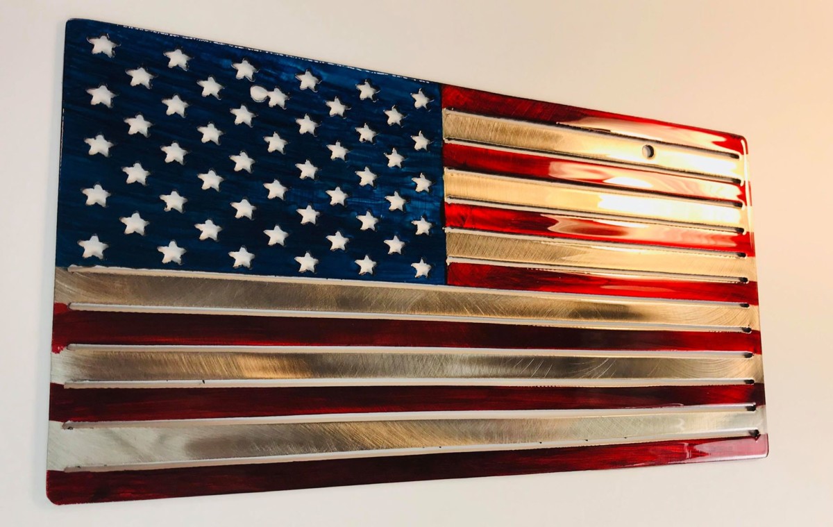 AMERICAN FLAG METAL LICENSE PLATE USA AMERICA SIGN L073 