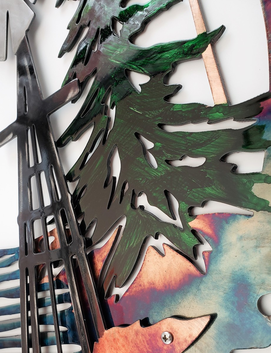 08 windmill sawblade whitetail Metal Wall Art Metal Dècor Studios