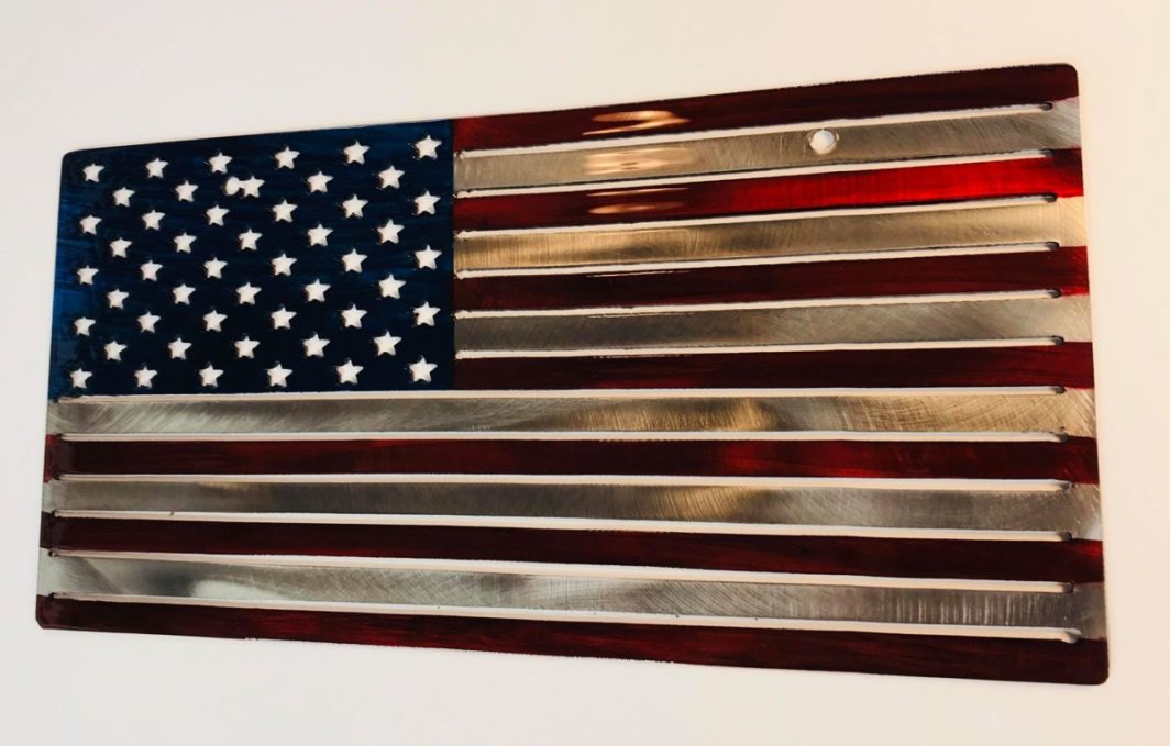 09 american flag liscense plate Metal Wall Art Metal Dècor Studios