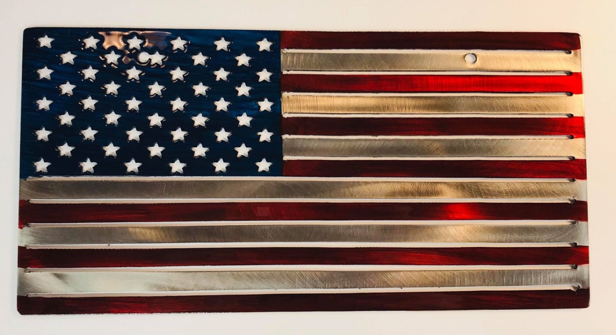 God Bless Our Nation American Flag Metal Novelty License Plate 11.75" x 6" 