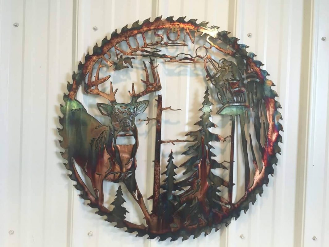 Saw Blade with Deer and Text
