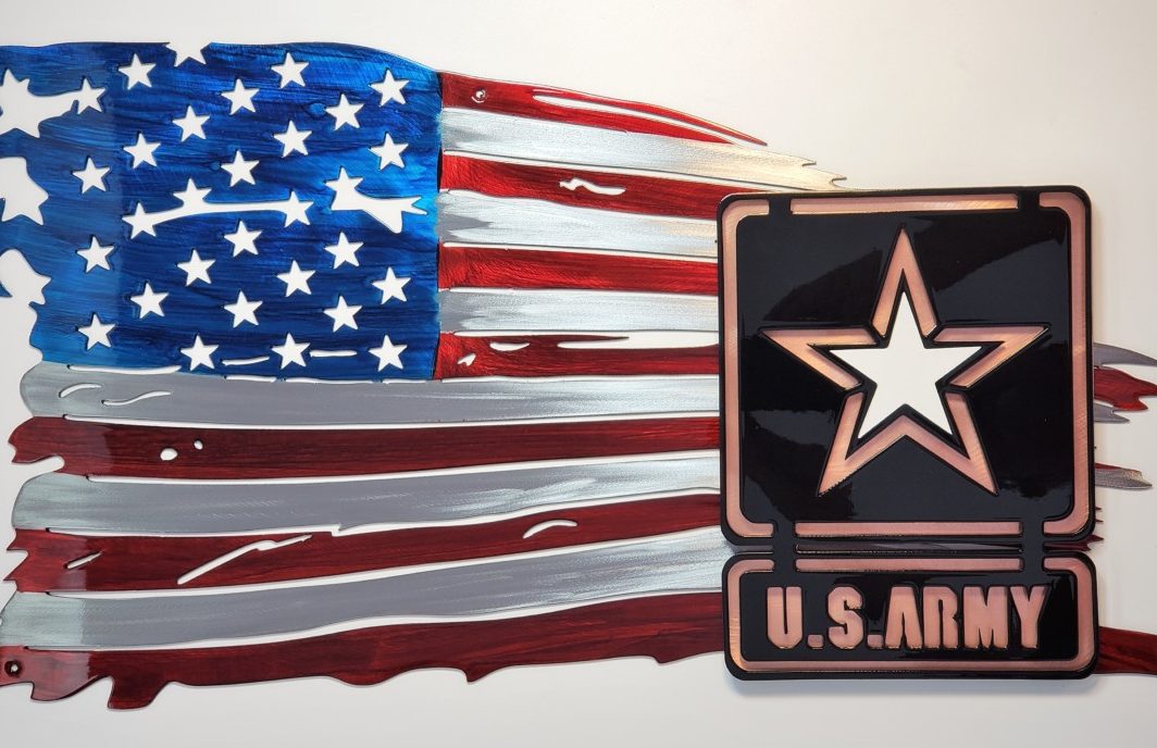 Tattered Flag Army Logo Metal Wall Art