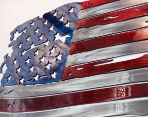 American Flag Art With Soldiers - Metal Decor Studios